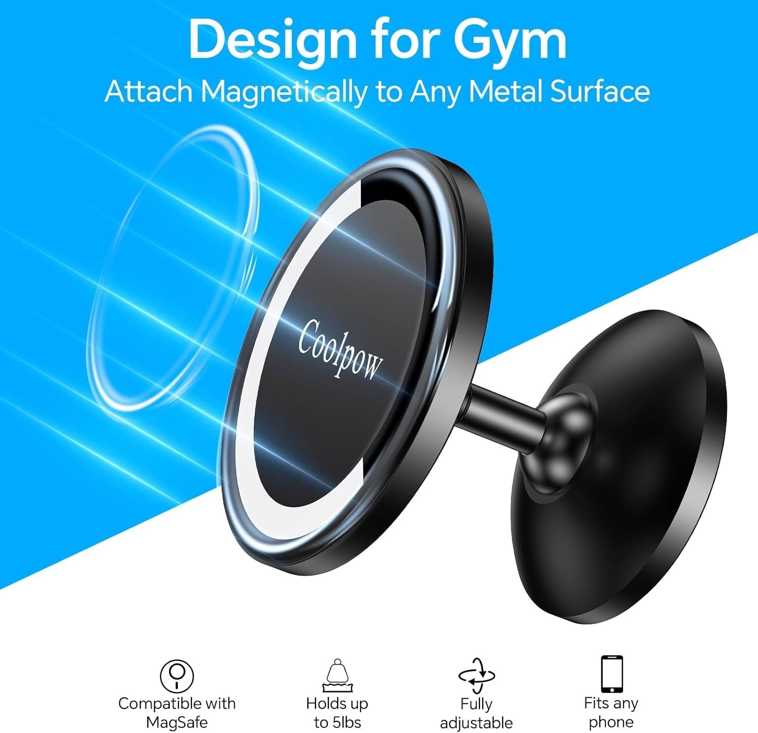 Gym Magnetic Phone Holder Mount for Magsafe【All Metal】Dual Magnetic Phone Holder