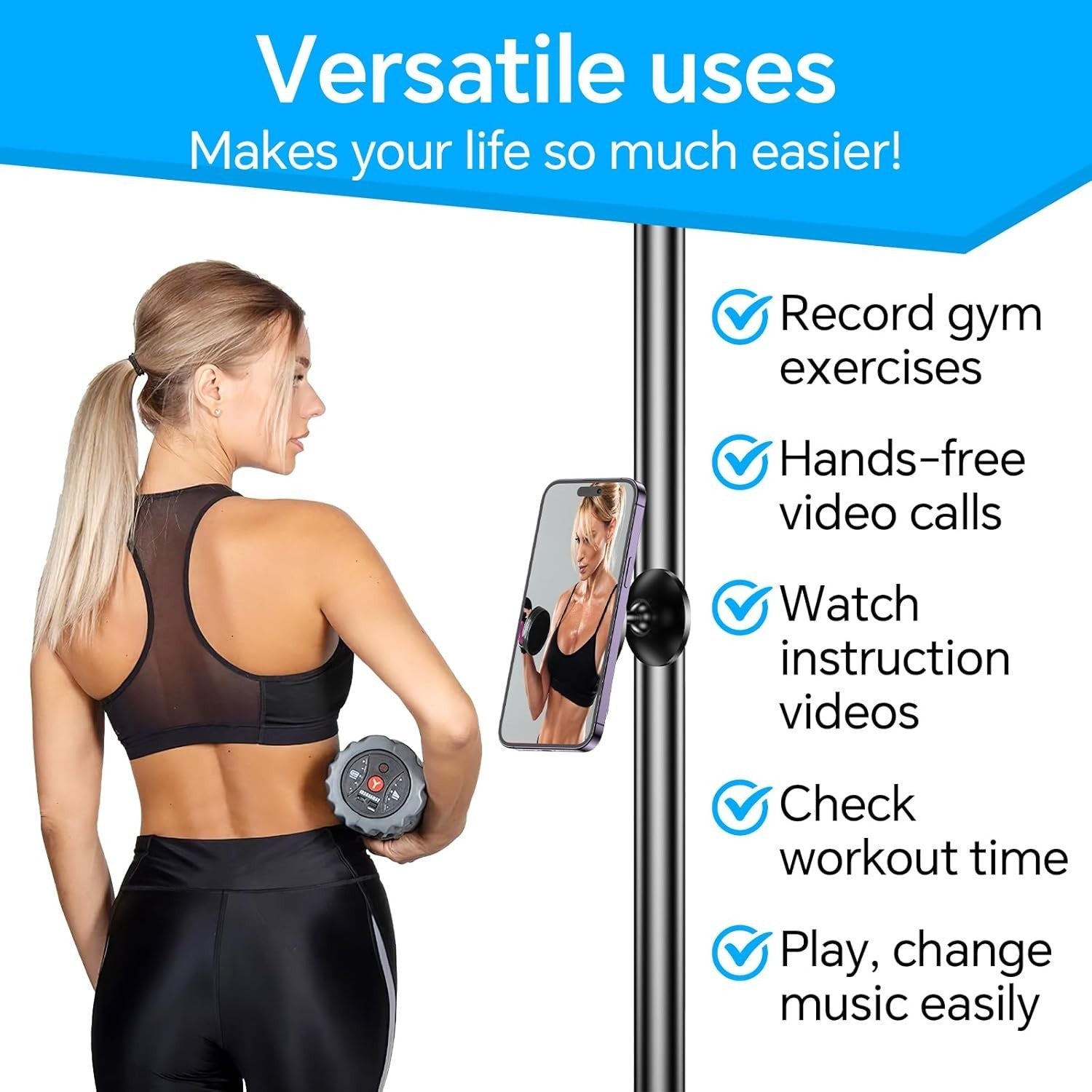 Gym Magnetic Phone Holder Mount for Magsafe【All Metal】Dual Magnetic Phone Holder